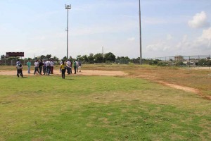 Este es el estado actual de la gramilla del escenario deportivo.